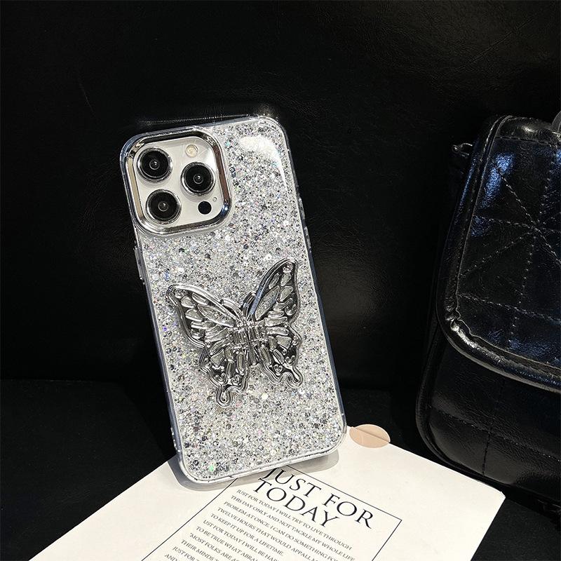

Hollow Butterfly Phone Case For Iphone17Promax Epoxy Sequins Apple 16 Women S 15 Internet Celebrities iPhone 7/8/SE 2020