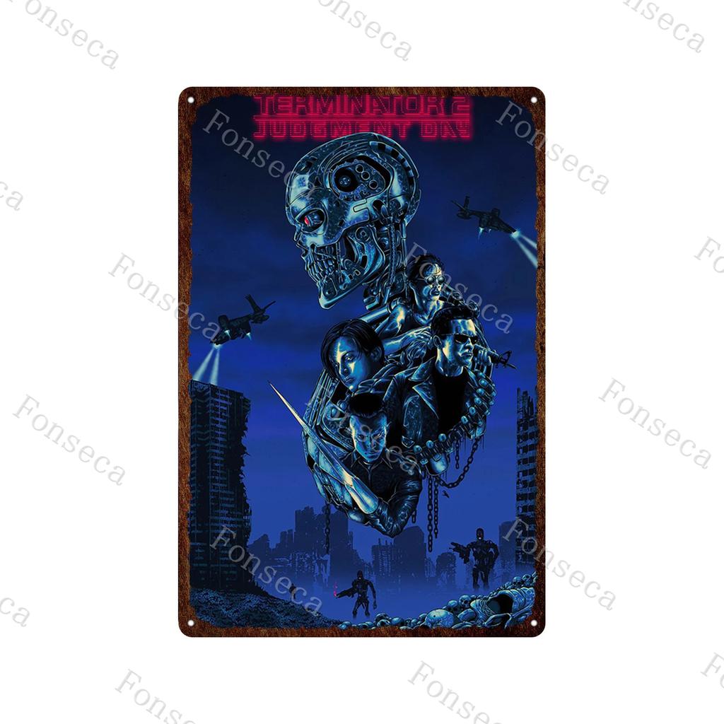 Terminator 2 Movie Metal Poster Tin Sign Classic Movies The Terminator Metal Plates Home Decoration Wall Art Iron Paining