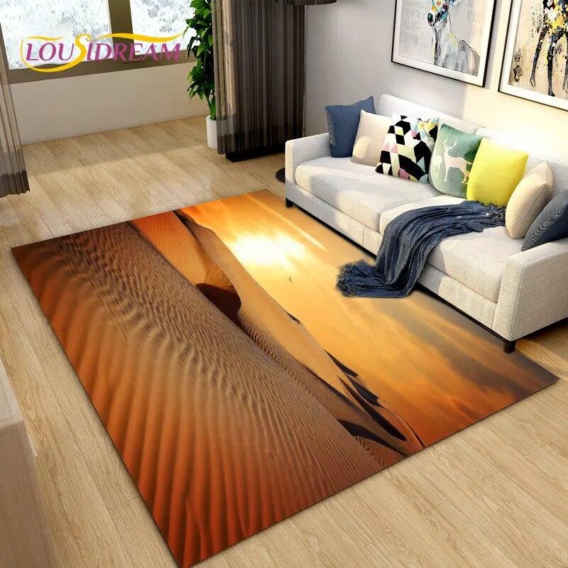 Nature Scenery Desert Sand Area Rug Large,Carpet Rug for Living Bedroom Sofa Doormat Decoration,Children Play Non-slip Floor Mat