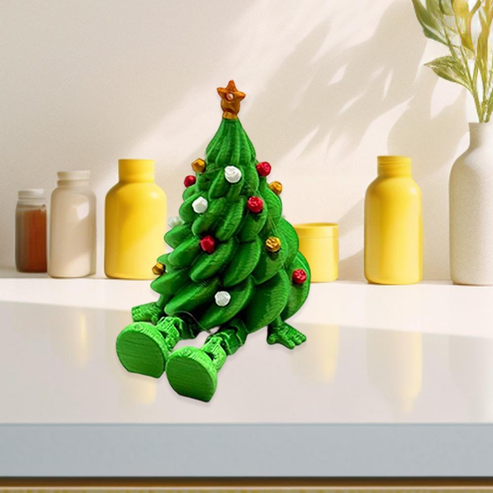 Skrivbordsdekoration Färgglad 3D-tryckt Julgran Rolig Unik Juldekoration Grön Ledad Bordsdekor Hem
