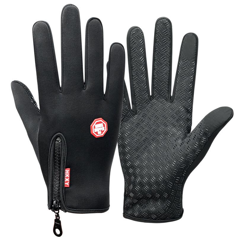 Outdoor Cycling Gloves for Spring and Autumn Men and Women Warm Plus Velvet Waterproof All-finger Fitness Cycling Touch Screen Gloves for Winter