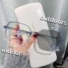Photosensitive Color Changing Sun Glasses Women's Anti Blue Light Large Frame Glasses Gradient Myopia Glasses