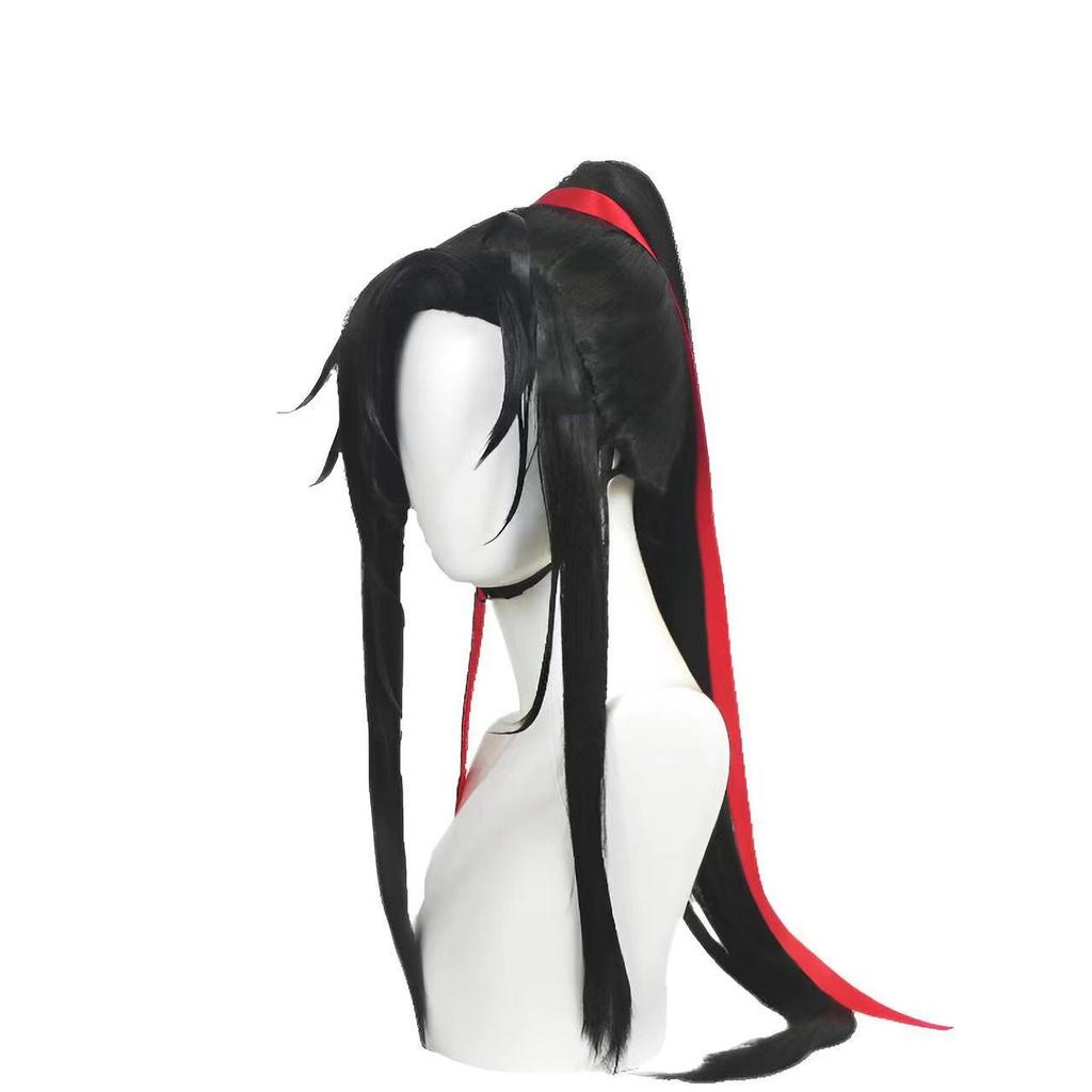 The Untamed Anime Wei Wuxian Youth Cosplay Wig - Black Single Ponytail Braid