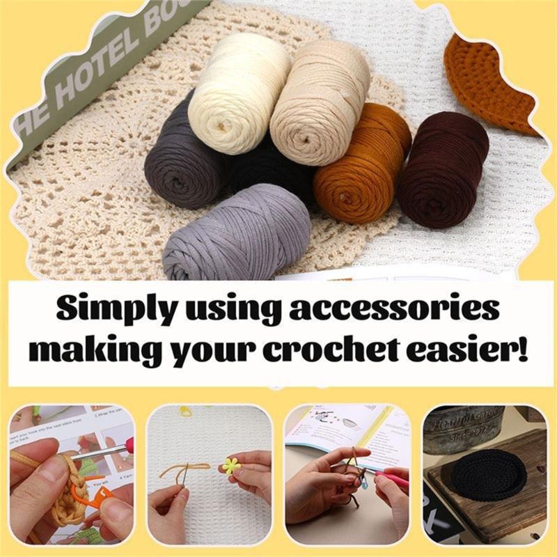 DIY Crochet Cup Coaster Kits for Making Mug Mat, Coaster, Craft, Including Yarn, Crochet Hook, Step-by-Step Instruction