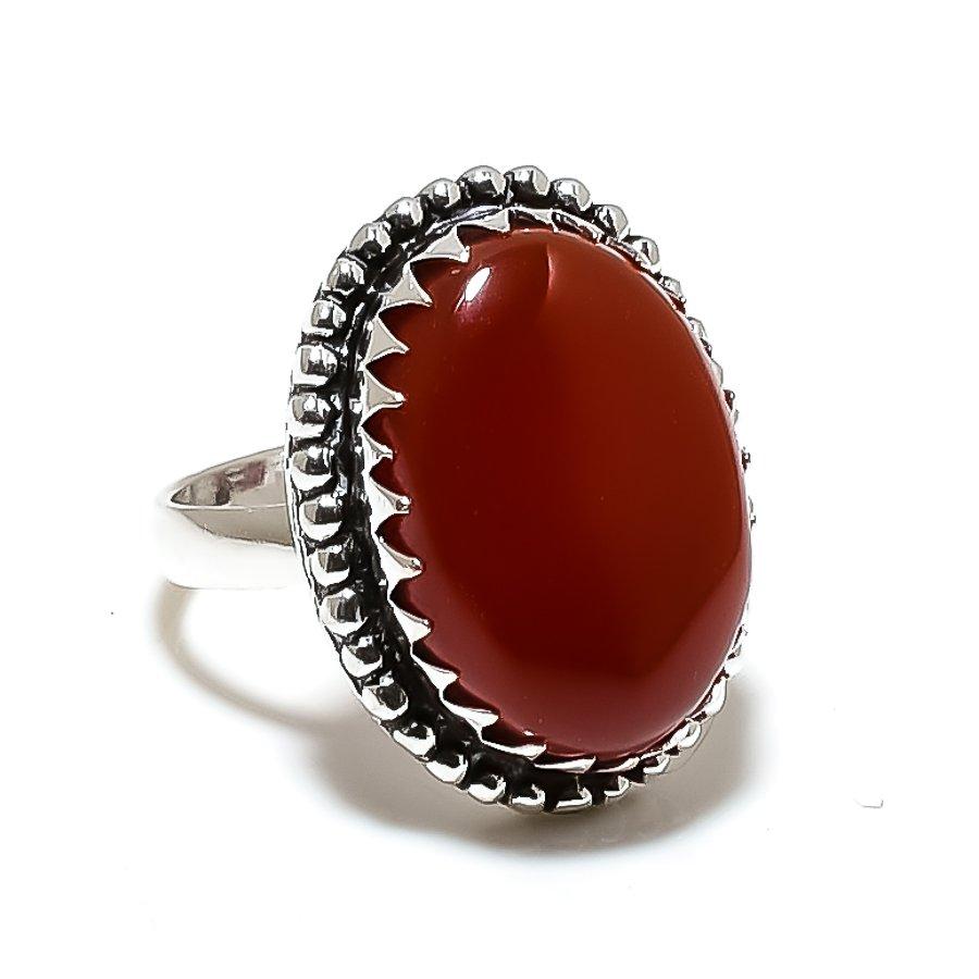 Carnelian Gemstone Handmade 925 Sterling Silver Jewelry Ring Size 8 SU-10440