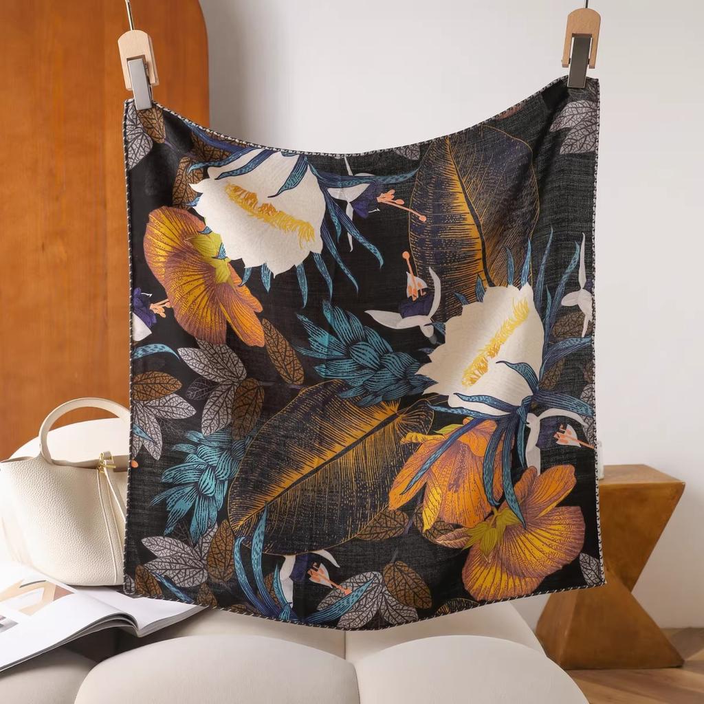 Temperament Versatile Silk Wool Scarf Women's 1116 New Silk Wool Square Scarf Neck Protection and Cold Protection Shawl for Mother