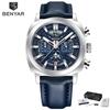 BENYAR 5205 Herre Sports Læder Kvarts Urværk Design Ur Vandafvisende Antirefleks Kronograf Relgios Masculino