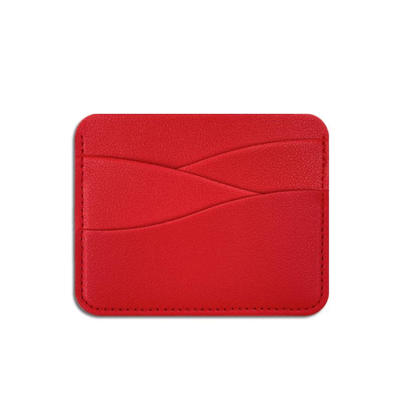 Fashion Wavy Leather Card Bag Women Men Ultra-thin 4 Slots Card Holder Soft PU Leather Bank Credit Card Case
