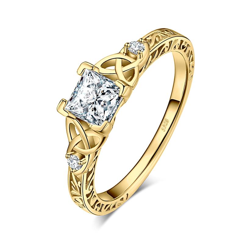 

JewelryPalace 925 Silver Engagement Ring for Woman Celtic 5A CZ Simulated Diamond Ring 5