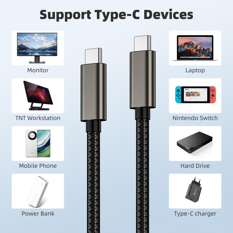 0.5M 3M Long Cable USB 3.2 Gen 2 Type C To C For iPhone 15 16 17 Pro Macbook Samsung Oneplus PD 100W 4K Video ThunderBolt3 USBC