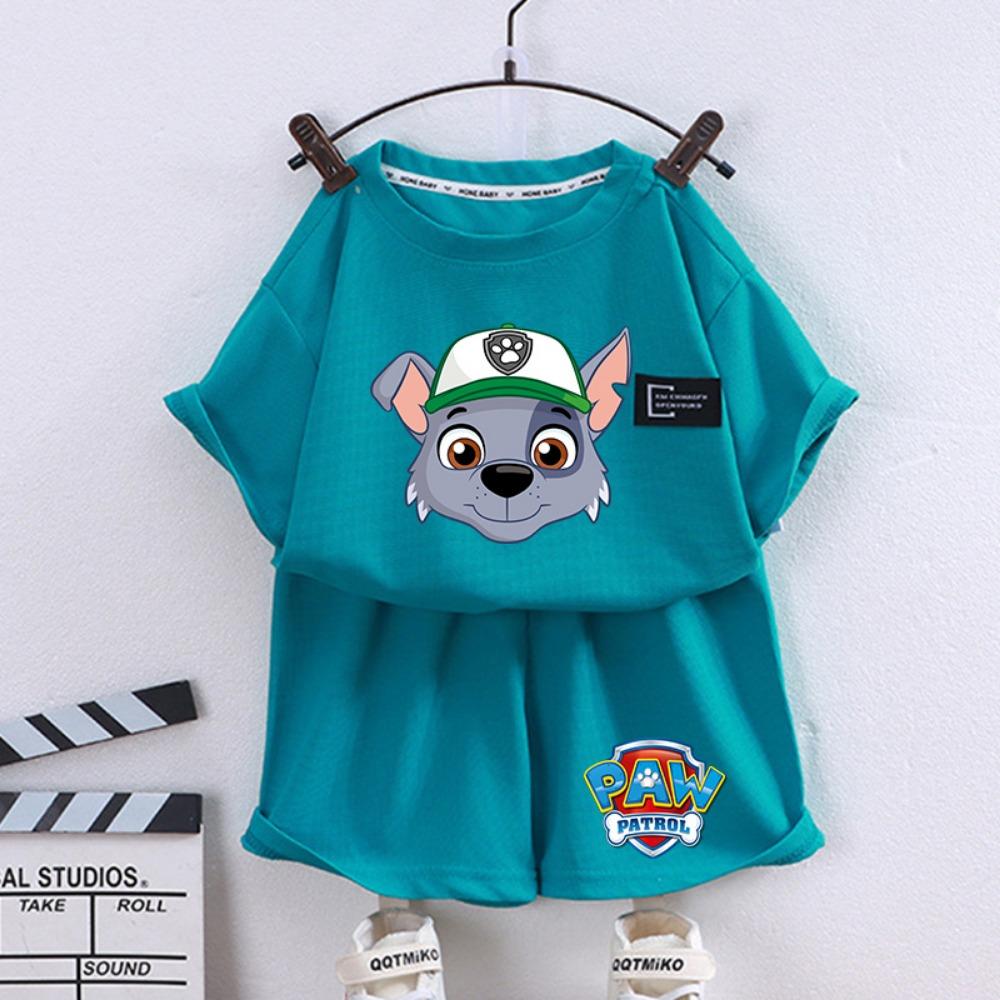 Paw Patrols Series Shorts Set Summer Cartoon Short Sleeve  for Boy Casual Tracksuit Birthday Gifts
