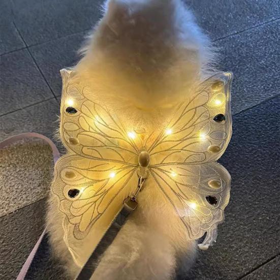 Dog Fairy Wings Light Up Butterfly Wings Pet Costume Embroidered Butterfly Wings with Lights for Parties