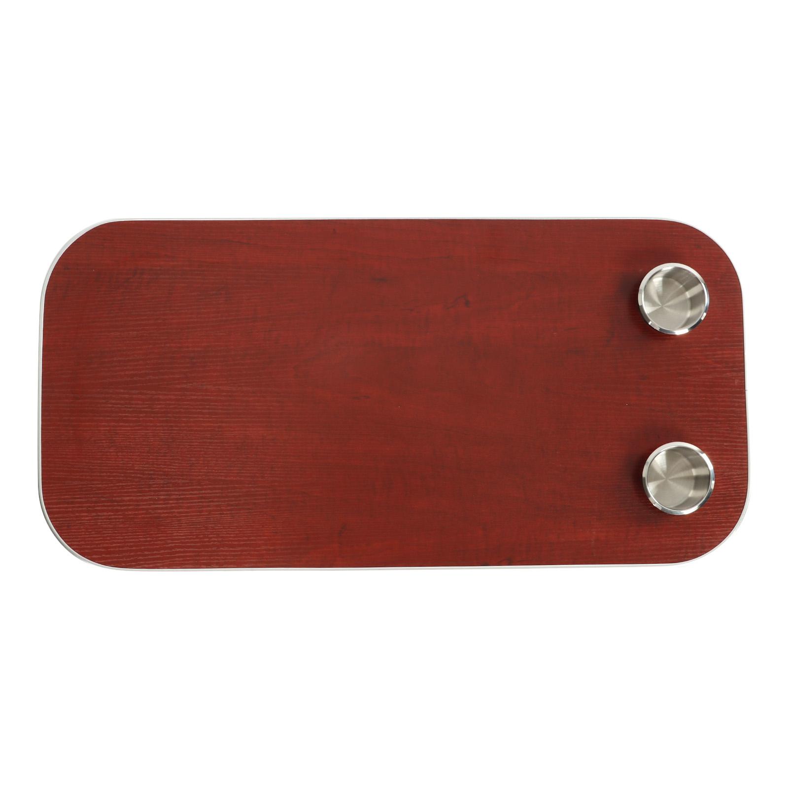

Boat Table Top with 2 Cup Holders Solid Wood Removable Desktop Panel for Caravan RV Marine Boat Yacht Rectangle dark red