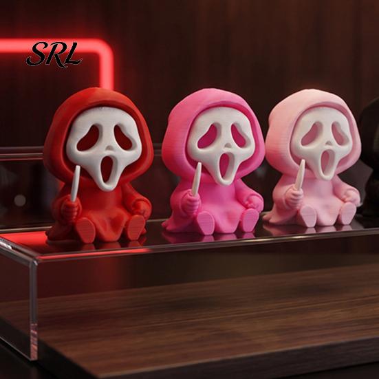 Durable Skull Sculpture for Display Halloween Ghost Statue, Cartoon Skeleton Sculpture, 3D Printed Textures Miniature Gothic Home Decoration
