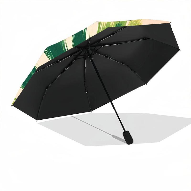 1pc Tropical Abstract Automatic Folding Umbrella Portable Collapsible 8-Rib Umbrella for All Seasons, Casual Outdoor Accessory, B25