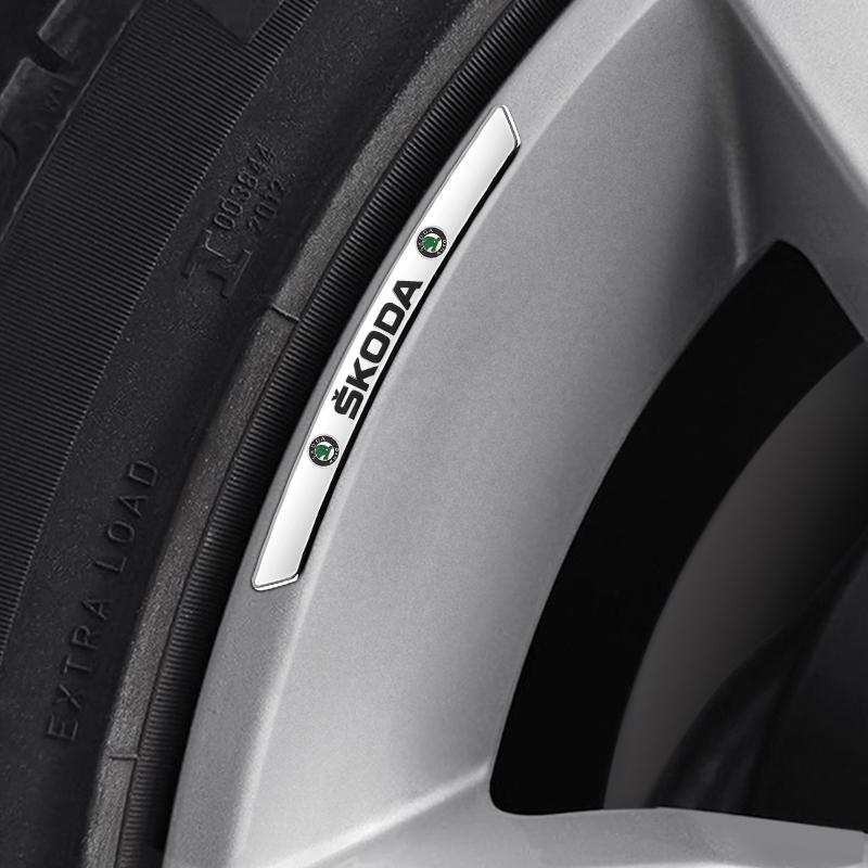 AAABO1 Car Wheel Hub Edge Sticker Emblem Decoration For Skoda Octavia Fabia Rapid Superb Kodiaq Scala Karoq Citigo Kamiq Accessories