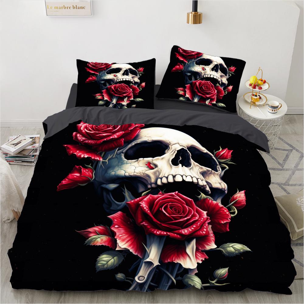 Grim Skull Bedding Set Cartoon Halloween Comforter Sets Double Queen King Twin Full Size Duvet Cover Set Kids Girls