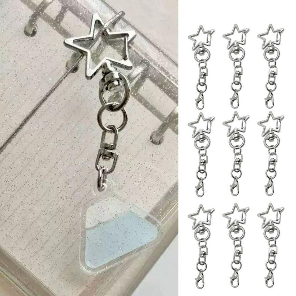 10Pcs 360 Rotate Keyring Pendant Star Heart Keychain DIY Accessories  Doll Hanging
