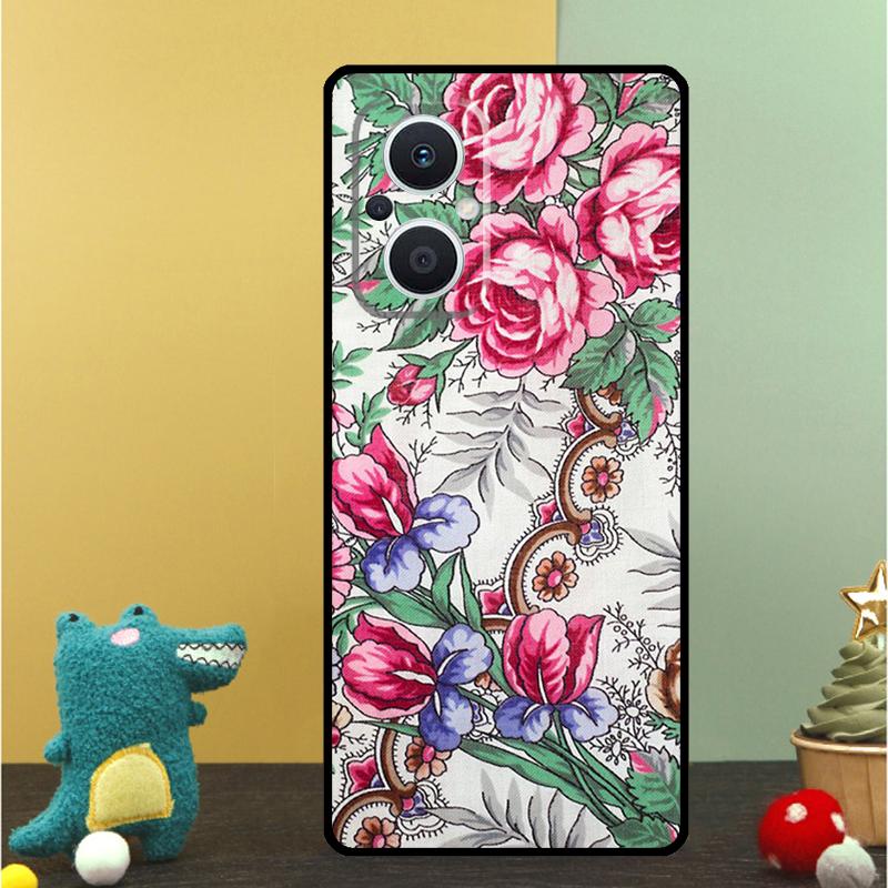 Russian Scarf Floral Case For OPPO Reno 15F 13F 14F 12 11 F 10 14 15 Pro 7 8 Lite OPPO Find X9 X8 X6 X5 Pro Cover