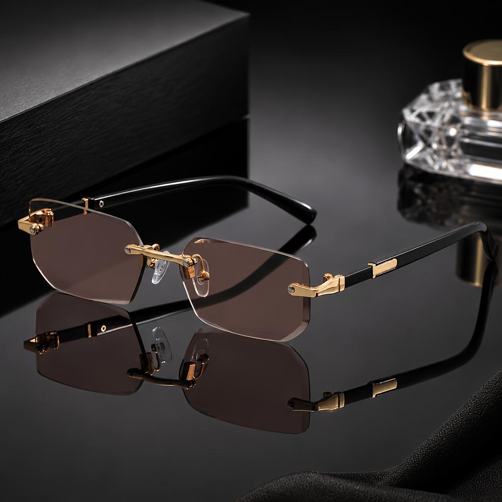 Men Women Retro Fashion Y2k Rimless Colorful Decorative Sunglasses Holiday Gift