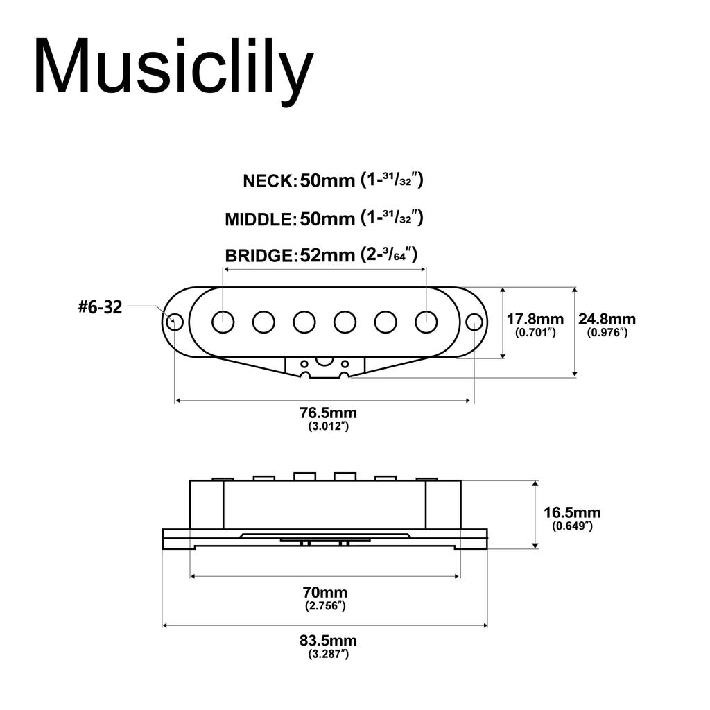 Musiclily Pro ST-60SE Staggered Alnico 5 Guitar Single Coil Pickups (Neck/Middle/Bridge) for Strat Electric Guitars, White (Set of 3)