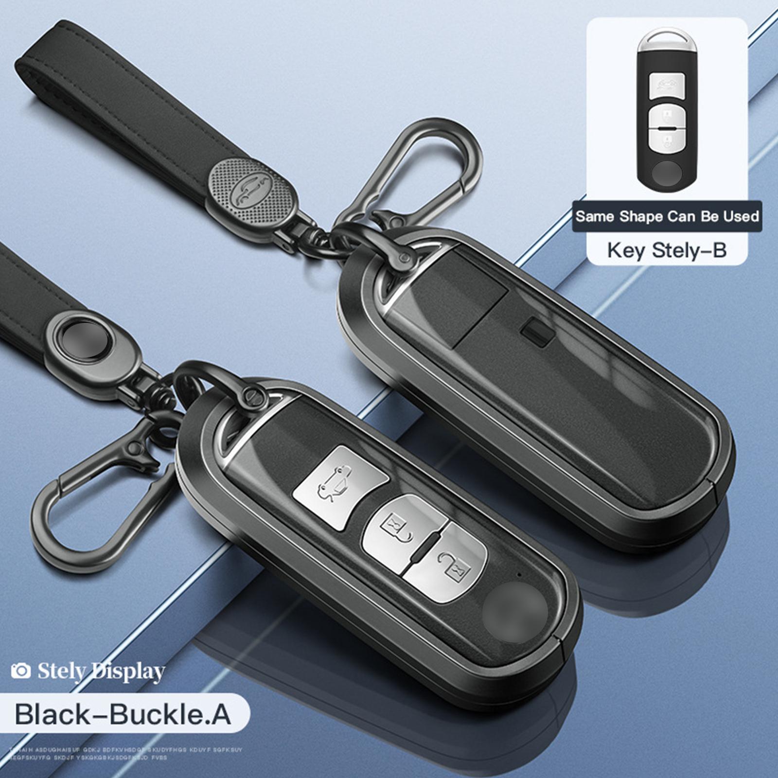 Aluminum Alloy TPU Black Car Key Case Cover With Buckle For Mazda CX-4 CX-5