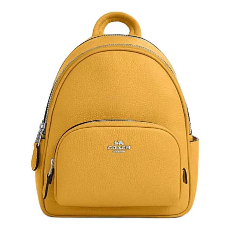

COACH Court 19 Metal Logo Double Zip Closure Calf Leather Patchwork Backpack Small Women s Honeycomb Color золотий