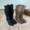 Autumn and winter new European and American style thick heel versatile feet high boots pile boots look thin