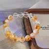 10Mm Premium Natural White Crystal Citrine Design Contrast Color Bracelet Bracelet