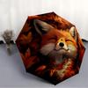 1pc Autumn Fox Automatic Umbrella - Automatic Opening And Closing, Sturdy Iron Frame, Portable Folding Design Yy251018185