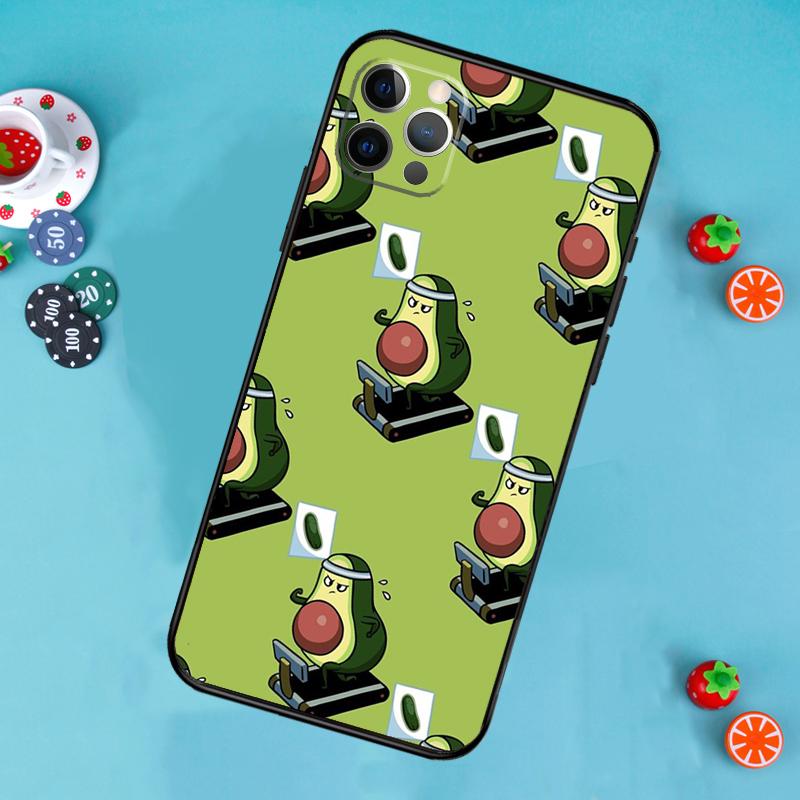 cute cartoon Avocado Fitness Phone Case For iPhone 17 Air 16 15 14 13 11 12 Pro Max 13 12 mini 15 16 Plus 16e Cover Funda