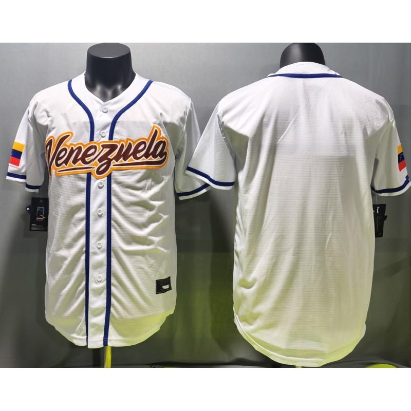 Maglia da Baseball Ricamata Personalizzata Bianca Squadra Venezuela Uniforme Sportiva Softball Gioco di Allenamento