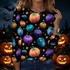 Women's Halloween Printed Pullover Sweatshirt Long Sleeve Crew Neck Top Casual Lightweight Soft Fabric Comfortable Fit