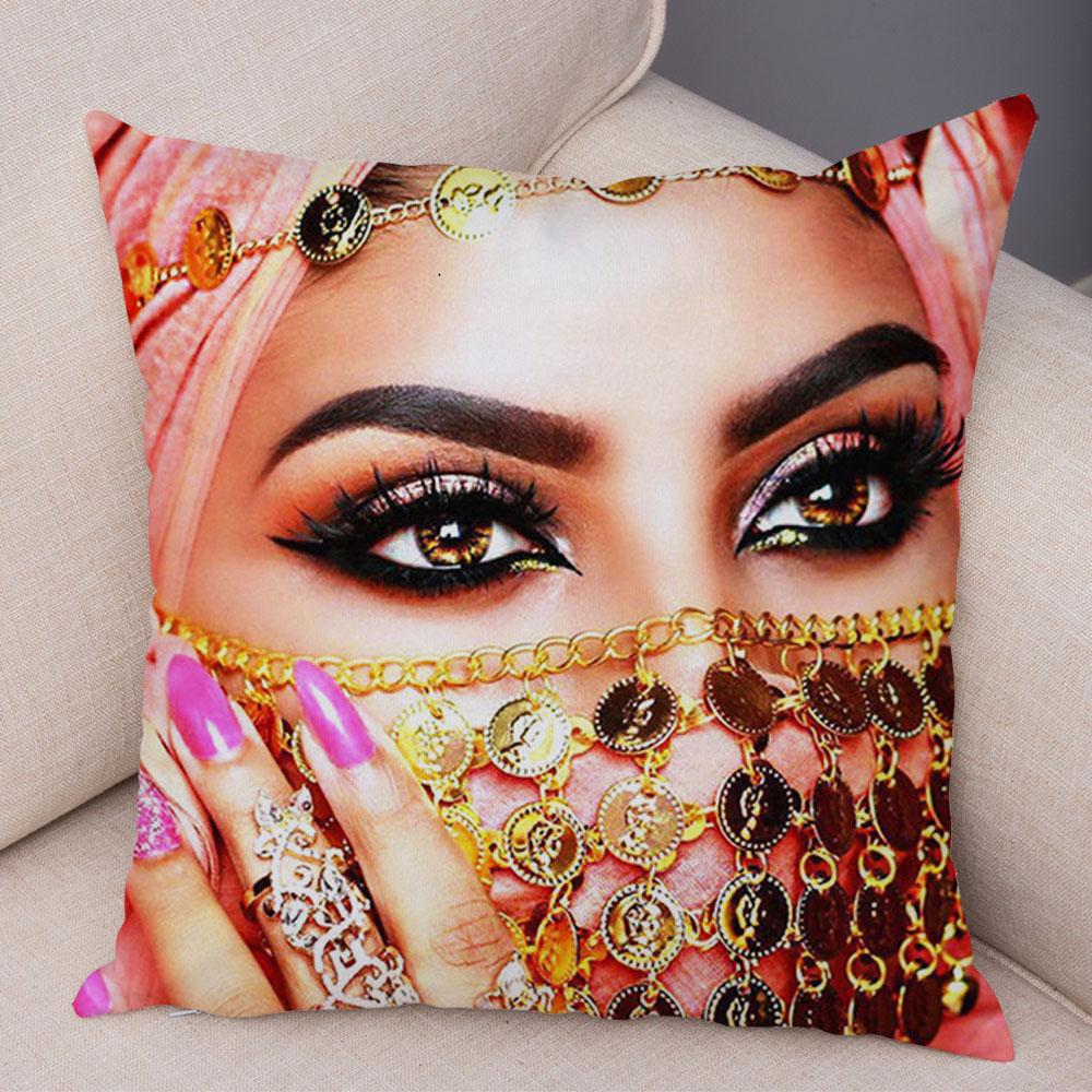 Beautiful Lady Pillow Case Decor Colorful Masked Woman Pillowcase Super Soft Plush Cushion Cover for Sofa Home Car Xcm