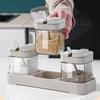 Split Seasoning Jar Kitchen Spice Box Set Food-Grade Seasoning Jars for Kitchen Storage Glass Salt Containers with Airtight Lids