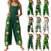 Damer Casual Overaller Jumpsuits Justerbara Axelband Ärmlös Tryck Bekväma Rompers Med Ficka