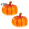 Autumn Table Decor 2Pcs LED Glass Pumpkin Set Starry Night Design Halloween Lamp Thanksgiving Lighted Lantern Indoor Fall Decoration Charming