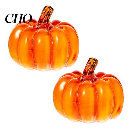 Autumn Table Decor 2Pcs LED Glass Pumpkin Set Starry Night Design Halloween Lamp Thanksgiving Lighted Lantern Indoor Fall Decoration Charming