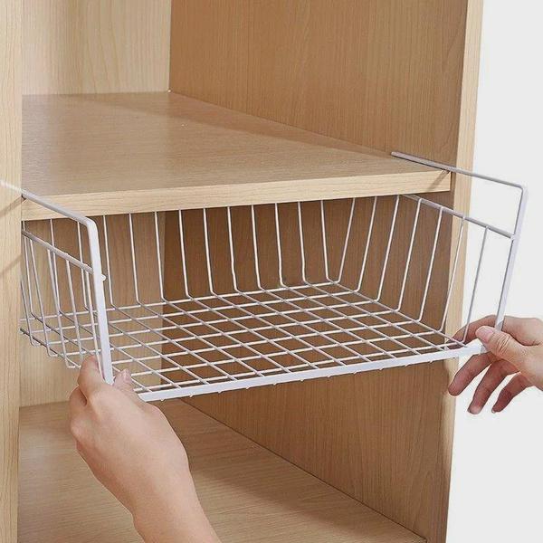 Multipurpose Hanging Iron Wire Basket Kitchen Organizer Cabinets Desks Storage Basket Rack L/M