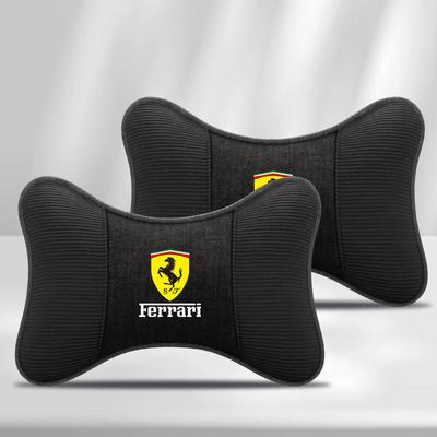 2Pcs Car Seat Headrest Auto Logo Neck Spine Protection Pillow For Ferrari Roma 488 Portofino F8 Spider SF90 Superfast LaFerrari JW4