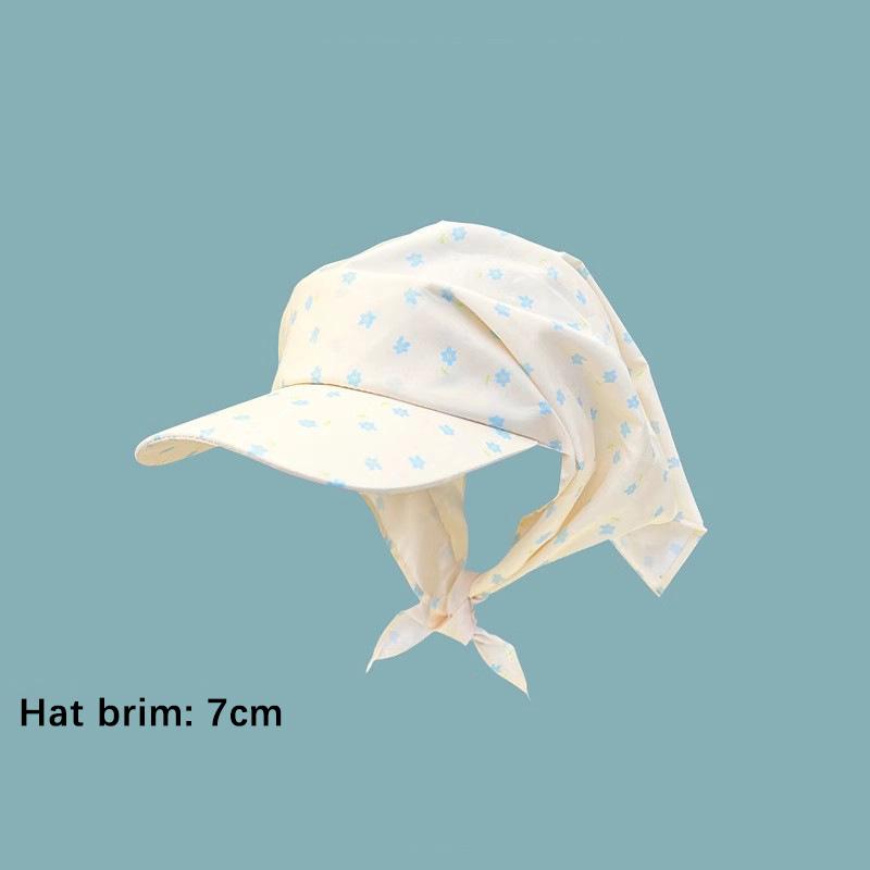 Japanese Fresh Flower Printing Strap Headscarf Caps For Women Spring And Summer Travel Versatile Sunscreen Sun Hats