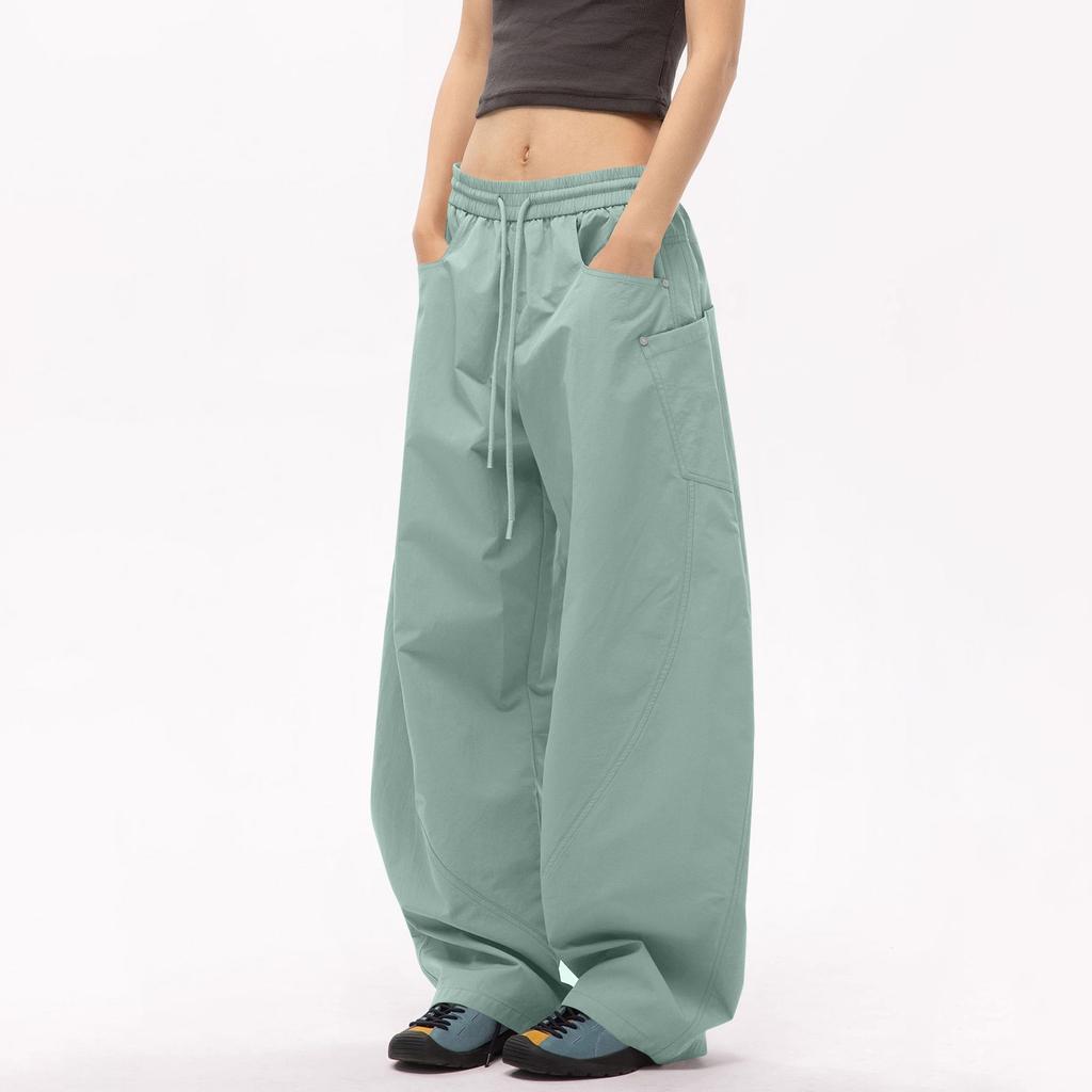 Women's Multi Pocket Straight Leg Wide Leg Solid Color Pants For Floor Mopping