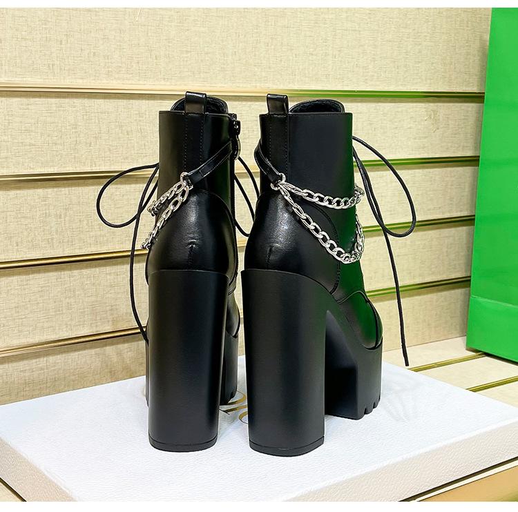 2025 Boots Women's Thick-soled 15CM High-heeled Thick-heeled Versatile Large-size Medium Tube Short Boots Single ZYW-831-23