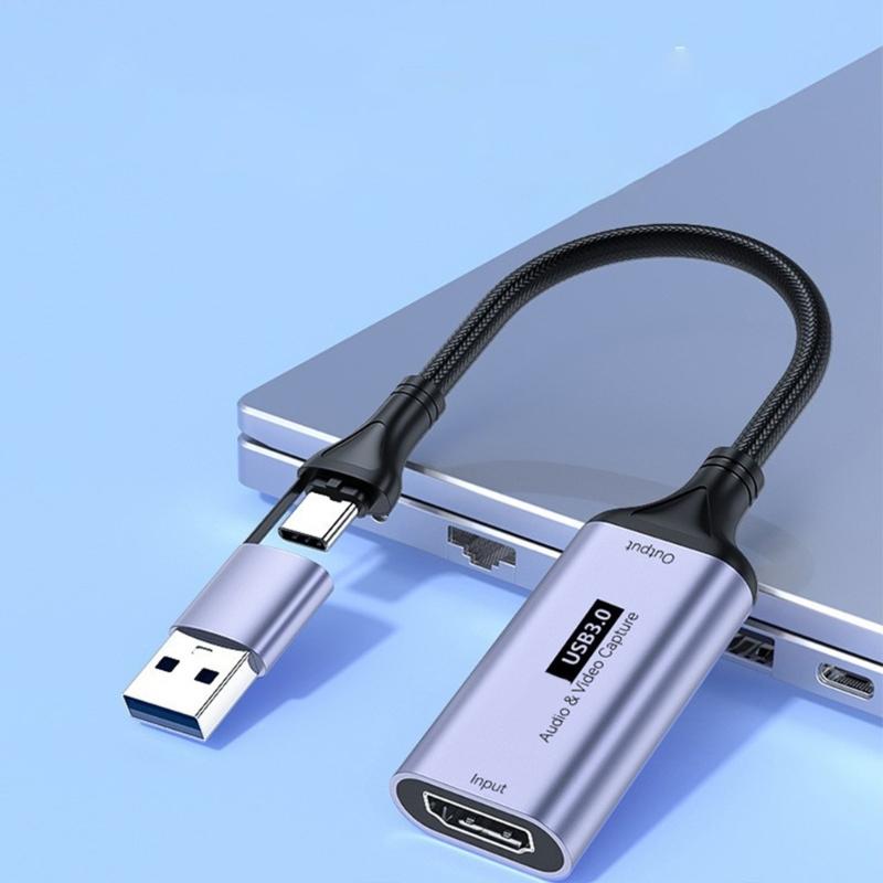 4K Video Capture Card USB+Type C to HDTV Video Grabbers Recorder for Game Camcorder Camera Recording Live Streaming