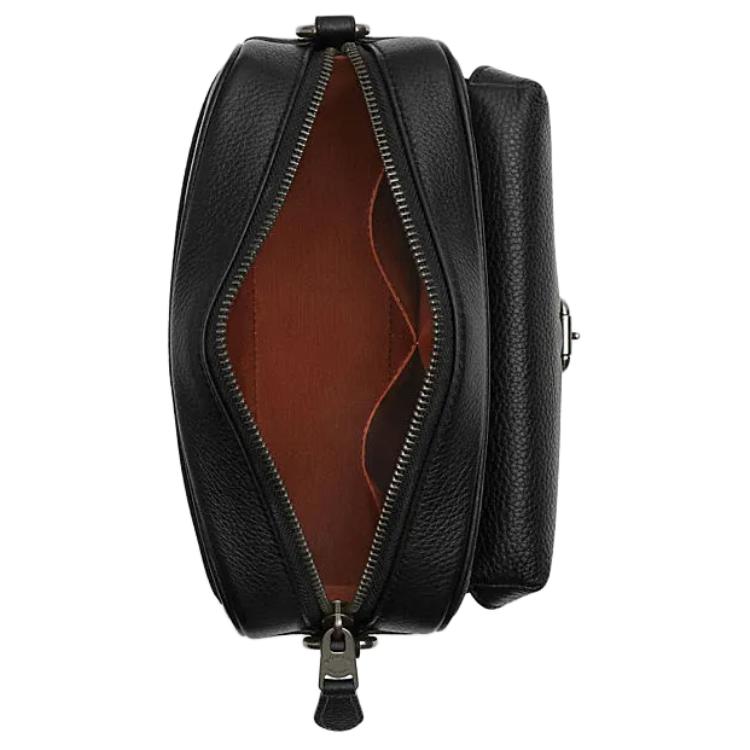 Coach Warner 22 Detachable Shoulder Strap Zipper Closure Faux Leather Crossbody Bag Small Men bags Charcoal CW217-QBMI5