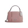 Lysa 18 Silver Logo Chain Patent Crosshatch Leather And Smooth Leather Handheld Crossbody Shoulder Bag Small Dusty Rose And Silver CM192-SVDZ