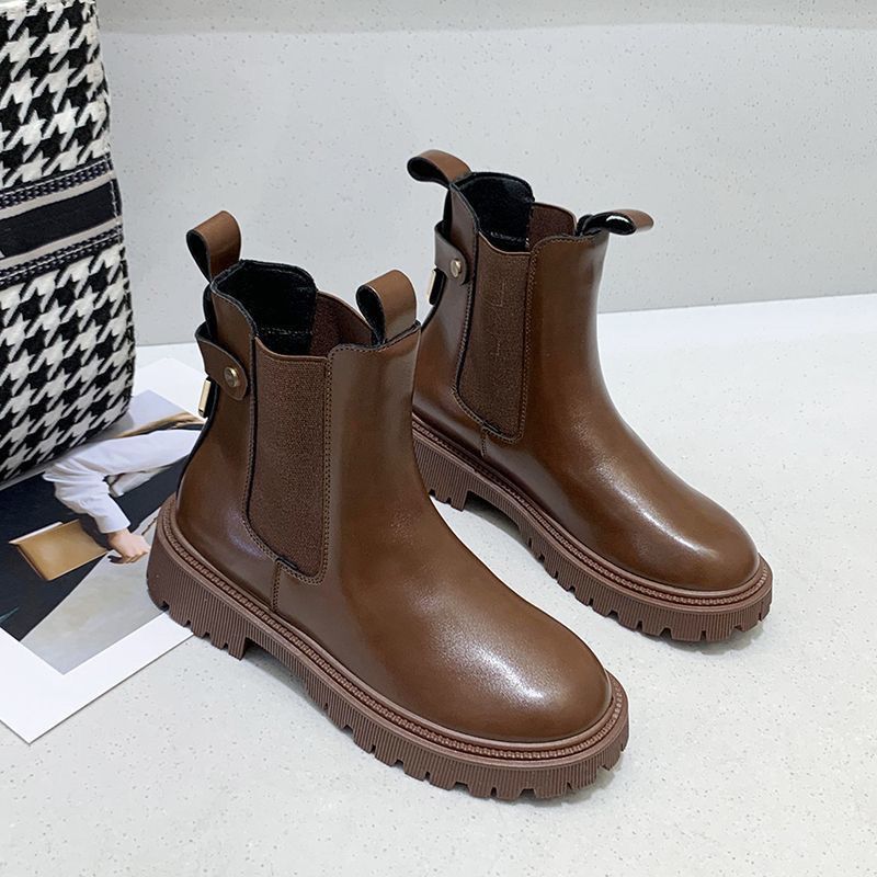 Autumn Winter Chelsea Boots Women Fashion Brown Black Beige White Ankle Boots for Women Fur Short Chunky Punk Gothic Shoes