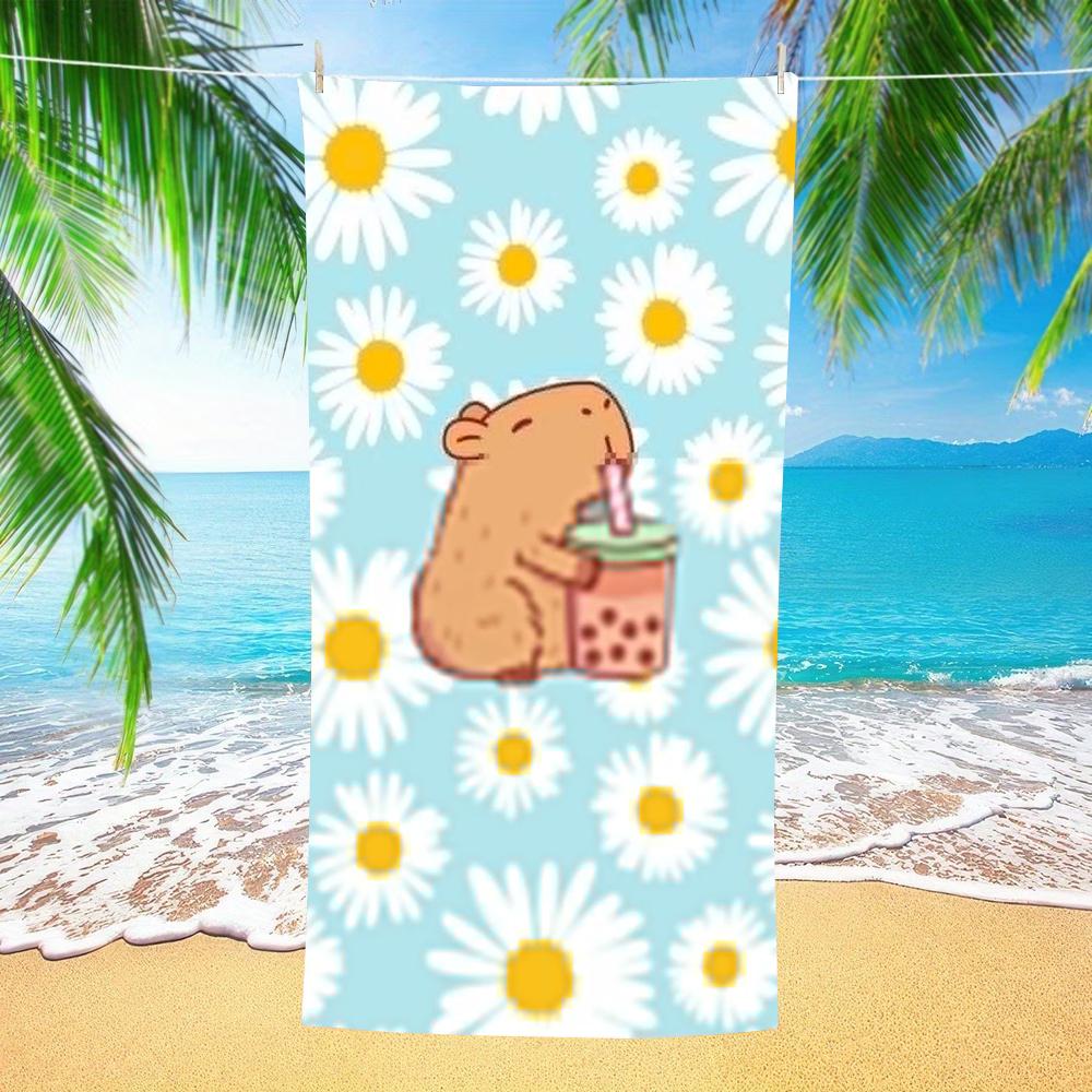 Pool Water Surface Capybara Duck Turtle Cartoon Beach Towel Washable For Beach Trip Holiday Swimming Pool Camping Use 50x100cm