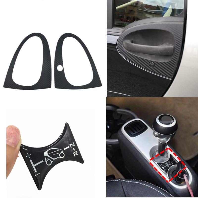 Car Gear Lever Panel Decal Central Control Panel 3D Sticker For BENZ SMART FORTWO 451 BRABUS 2007-2014 Door Handle Cover Sticker