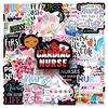 50 Waterproof Nurse's Day Stickers: Festival Characters & English Graffiti Designs for Decorating Fridges, Earphones, and Journals.